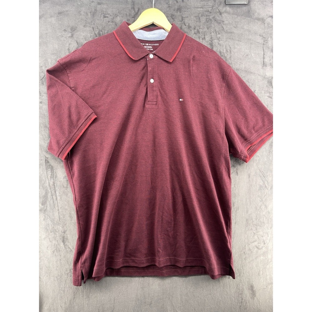 Tommy Hilfiger Mens Classic Fit Polo Shirt Short Sleeve Size XXL Burgundy